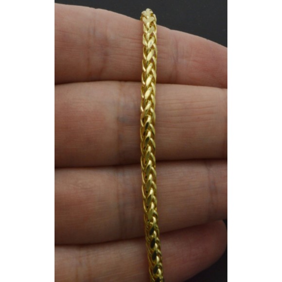 Nuragold 14k Real Yellow Gold 4.5mm Miami Cuban Link Chain  10K Ladys & Mens Real Yellow Gold wheat Bracelet 3.3mm 3.7 gr 7 8